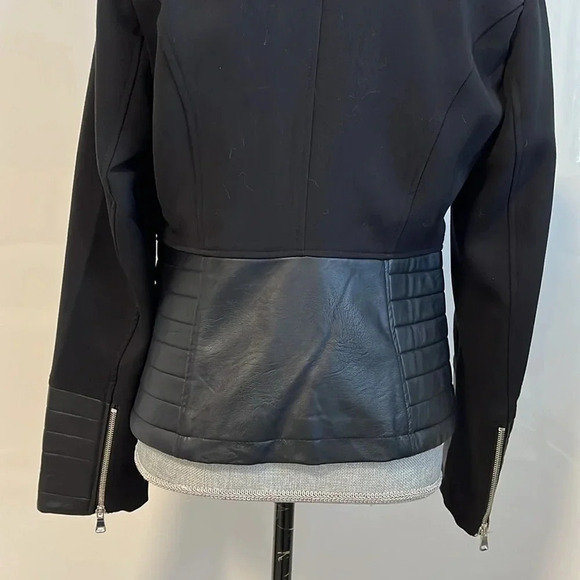 NWOT Black Moto Jacket Stretch Faux Leather Lined, Size M - Picture 8 of 14